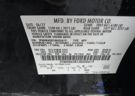 2018 Ford Flex Limited from USA, damaged, VIN 2FMHK6D85JBA00619